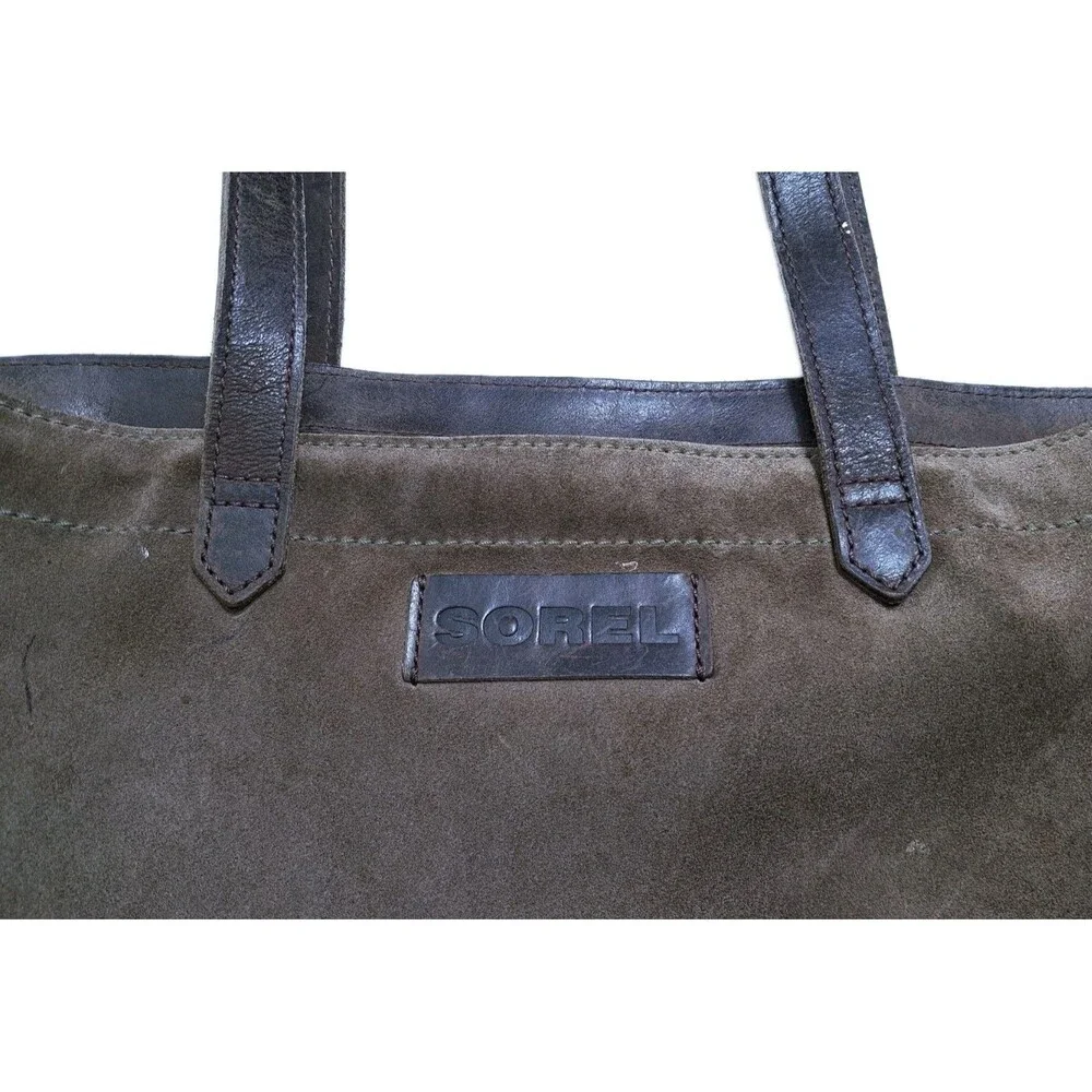 Sorel Brown Suede Leather Tote Shoulder Bag